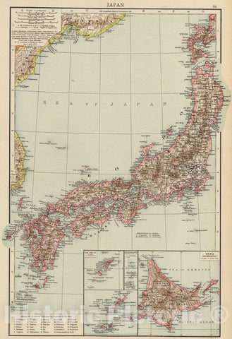 Historic Wall Map : 1895 Japan. - Vintage Wall Art