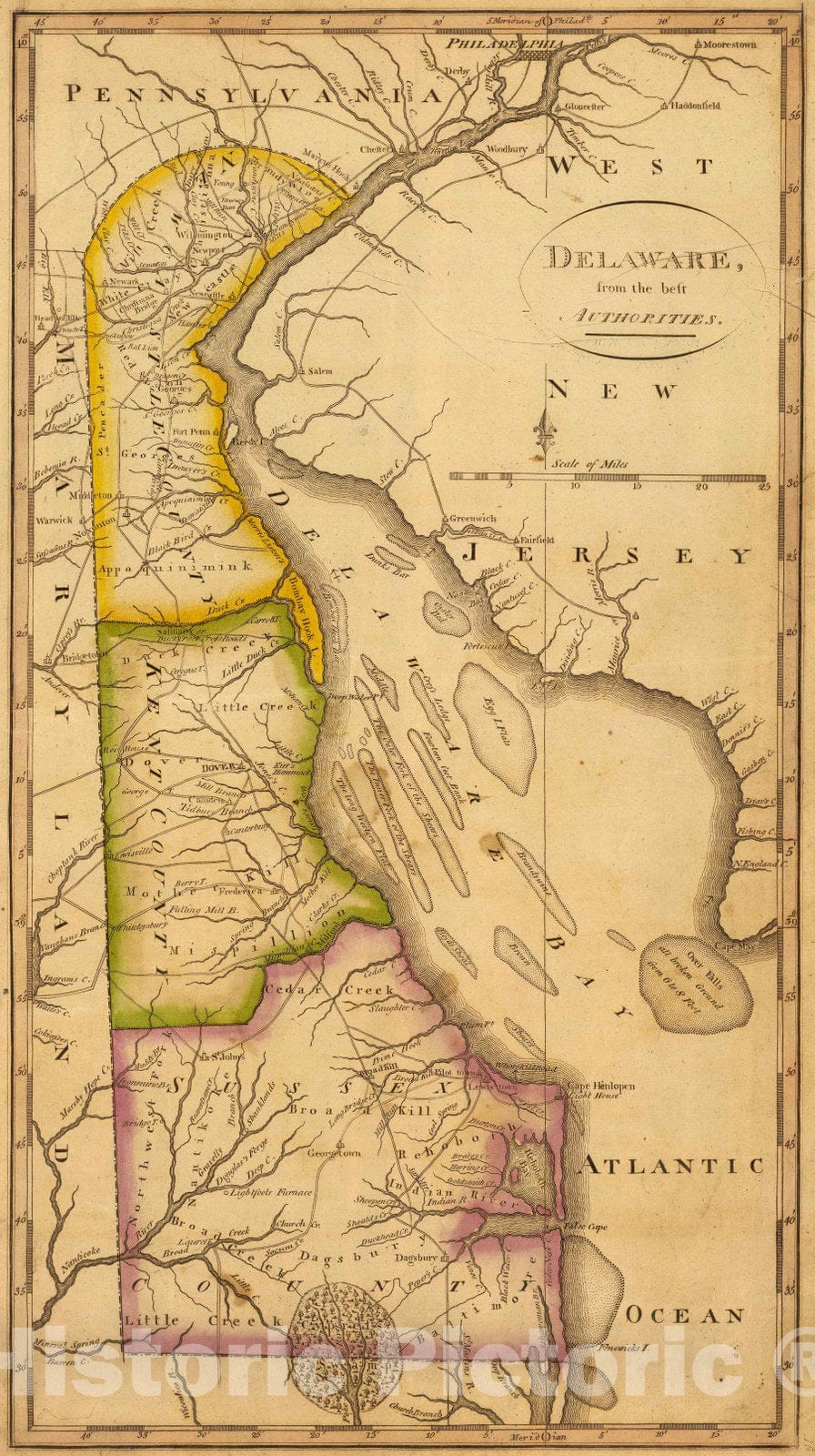 Historic Map : 1822 Delaware. - Vintage Wall Art