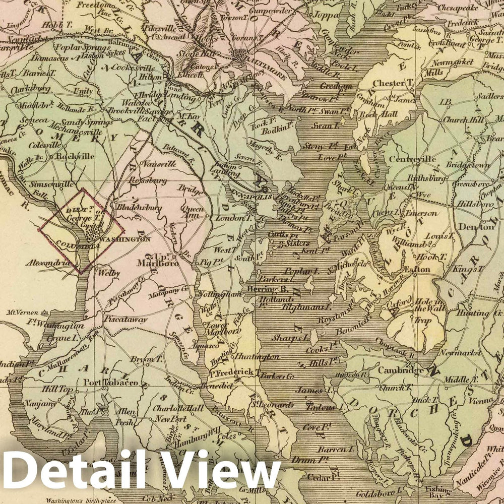 Historic Map : 1848 Delaware And Mary-land. - Vintage Wall Art