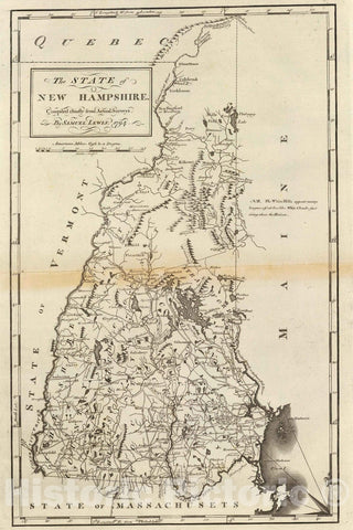 Historic Wall Map : 1796 The State of New Hampshire. - Vintage Wall Art