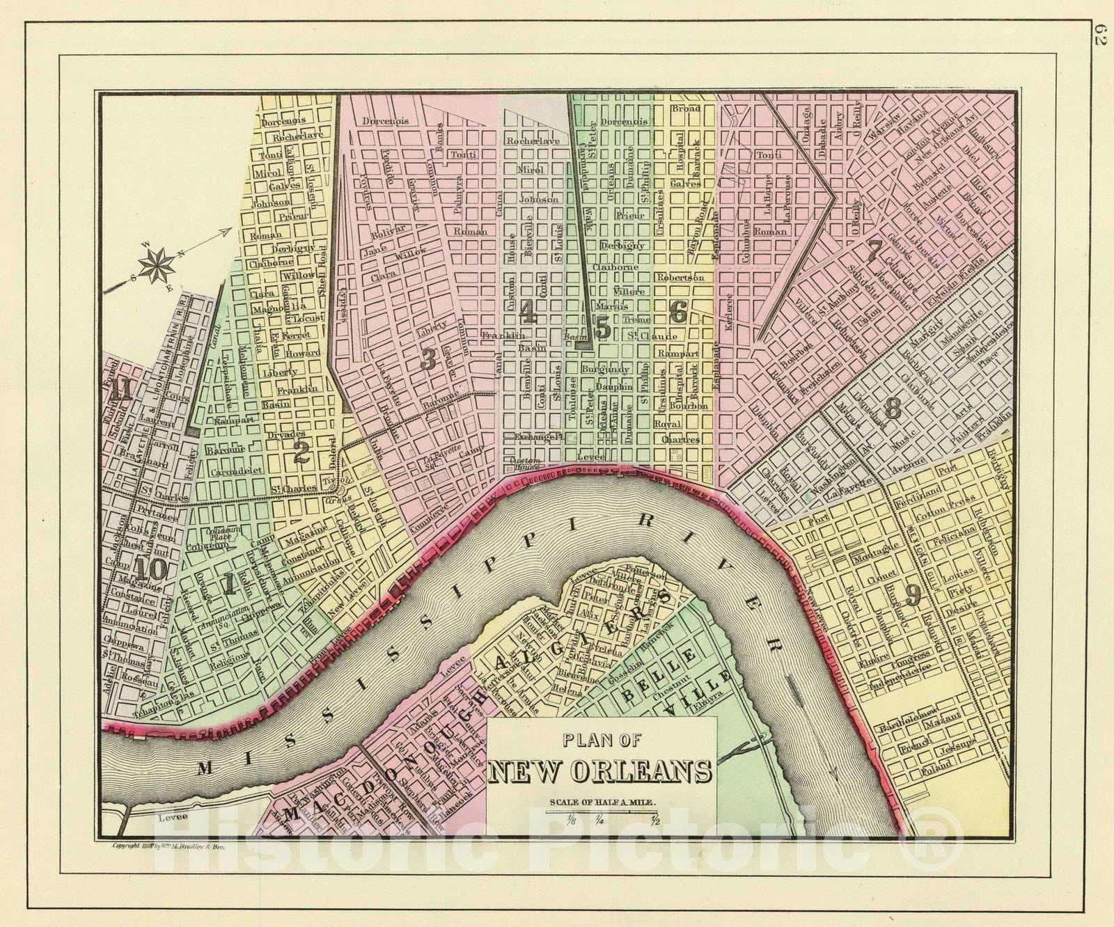 Historic Map : 1890 New Orleans. - Vintage Wall Art