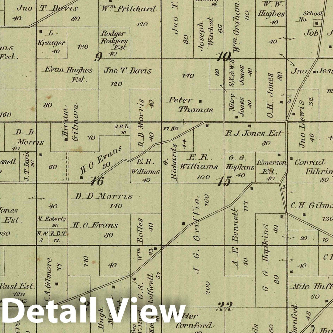 Historic Map : 1890 Courtland Township, Columbia County, Wisconsin. - Vintage Wall Art