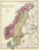 Historic Map : 1876 The Scandinavian kingdoms Norway, Sweden & Denmark. - Vintage Wall Art