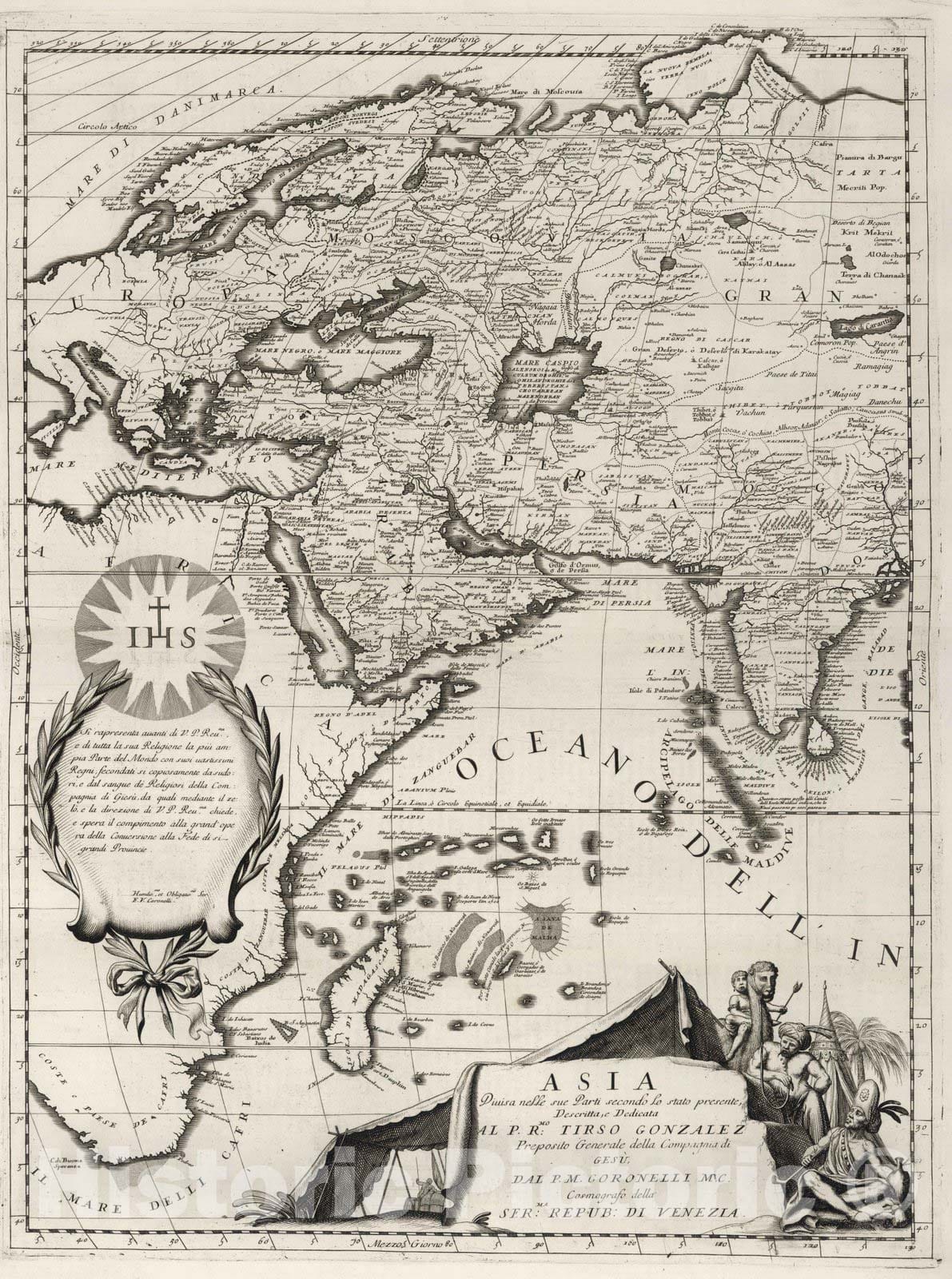 Historic Map : 1693 (West) Asia. - Vintage Wall Art