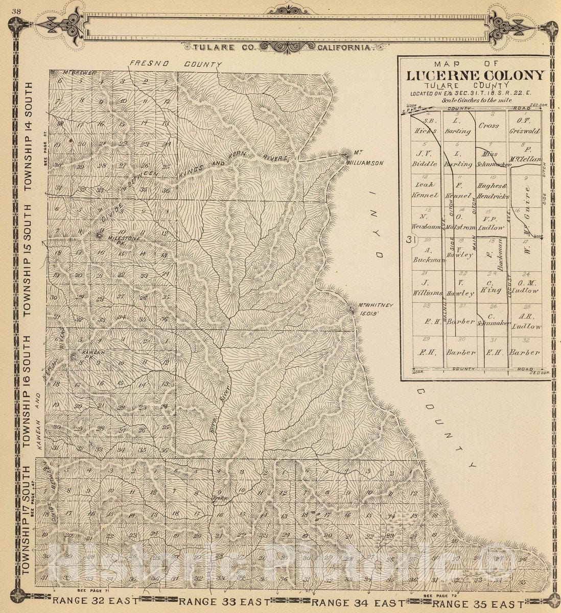 Historic Map : 1892 T.14-17S R.32-35E. - Vintage Wall Art