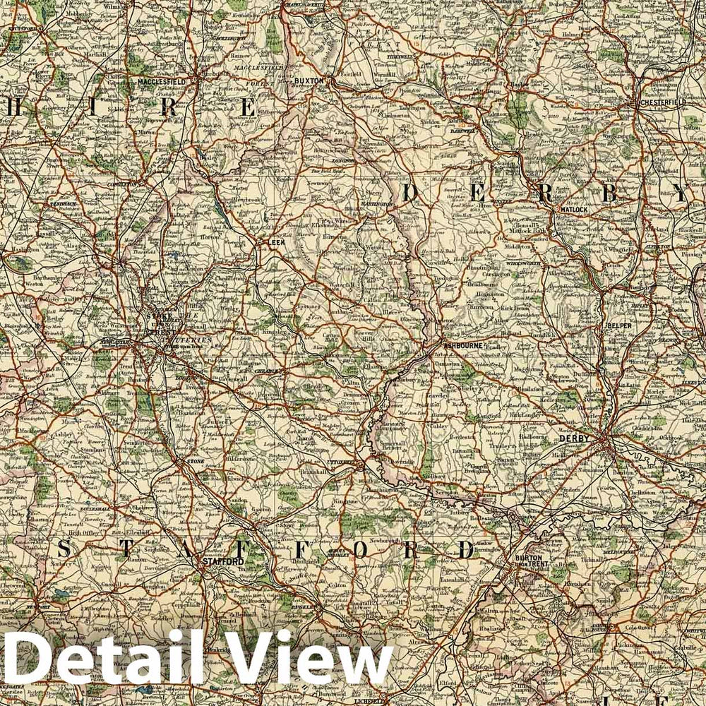 Historic Map : National Atlas - 1921 Sheet 5. Liverpool, Stafford, Nottingham, c. - Vintage Wall Art