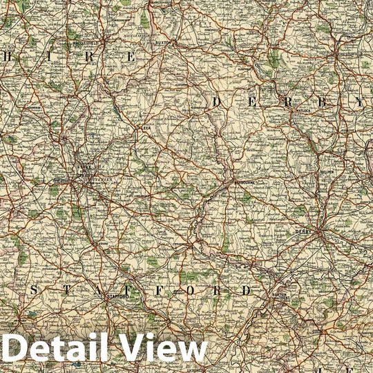 Historic Map : National Atlas - 1921 Sheet 5. Liverpool, Stafford, Nottingham, c. - Vintage Wall Art