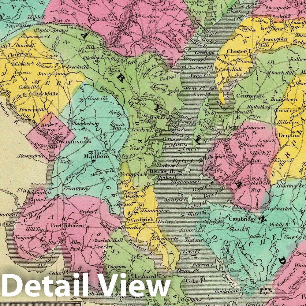 Historic Wall Map : 1835 Delaware And Mary-land. - Vintage Wall Art