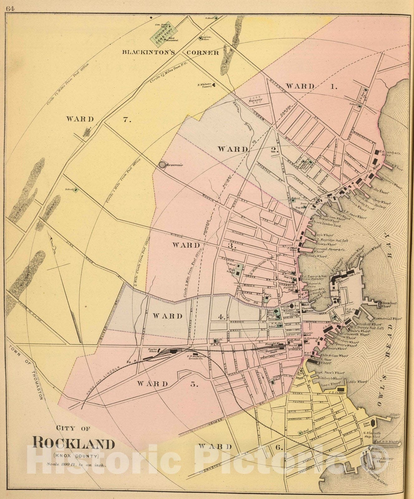 Historic Map : 1894 Rockland. - Vintage Wall Art
