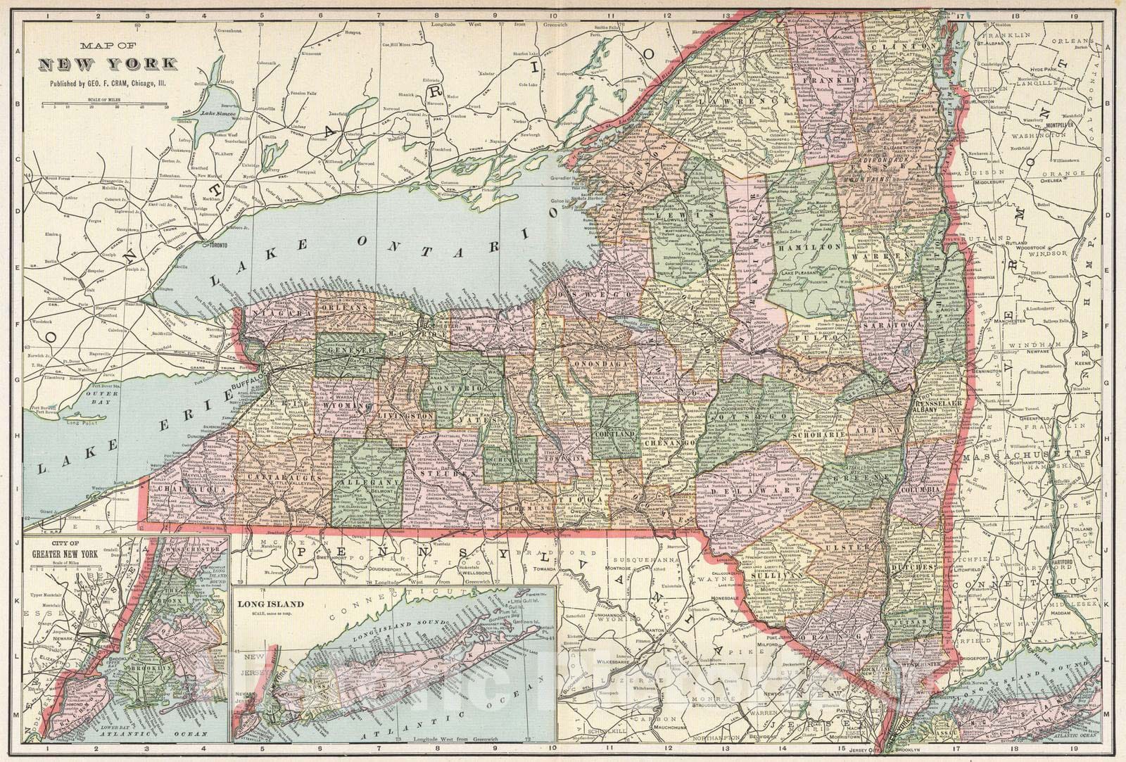 Historic Wall Map : 1901 New York - Vintage Wall Art