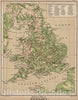 Historic Map : 1880 Physical Map of England. v2 - Vintage Wall Art