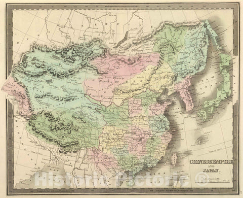 Historic Map : 1848 Chinese Empire And Japan. - Vintage Wall Art