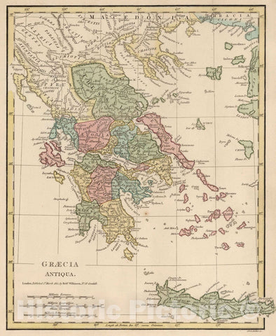 Historic Map : Greece; Albania, Crete 1815 Graecia Antiqua. , Vintage Wall Art