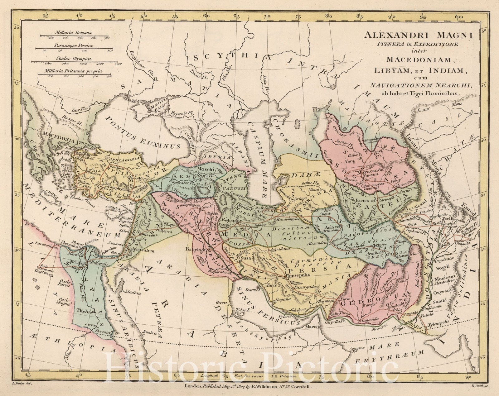 Historic Map : Turkey; Syria; Iraq; Iran, Middle East 1807 Alexandri Magni Itinera in Expeditione inter Macedoniam, Libyam, Vintage Wall Art