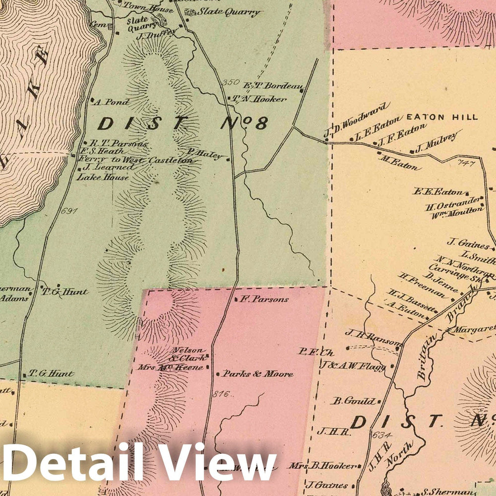 Historic Map : 1869 Castleton, Rutland County, Vermont. - Vintage Wall Art