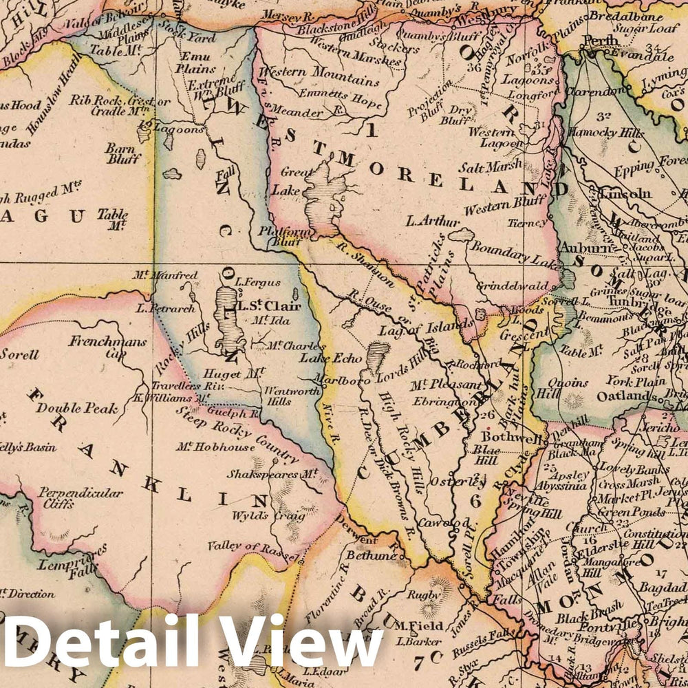 Historic Map : Australia, Tasmania 1864 Van Diemens Land (Tasmania) , Vintage Wall Art