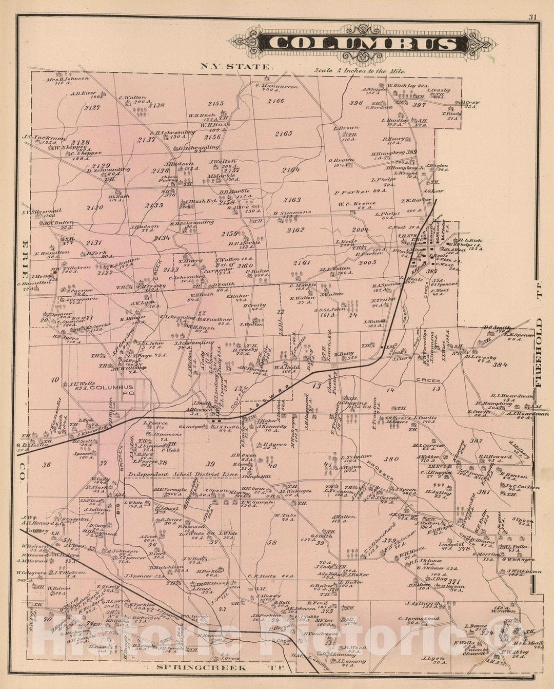 Historic Map : 1878 Columbus, Warren County, Pennsylvania. - Vintage Wall Art