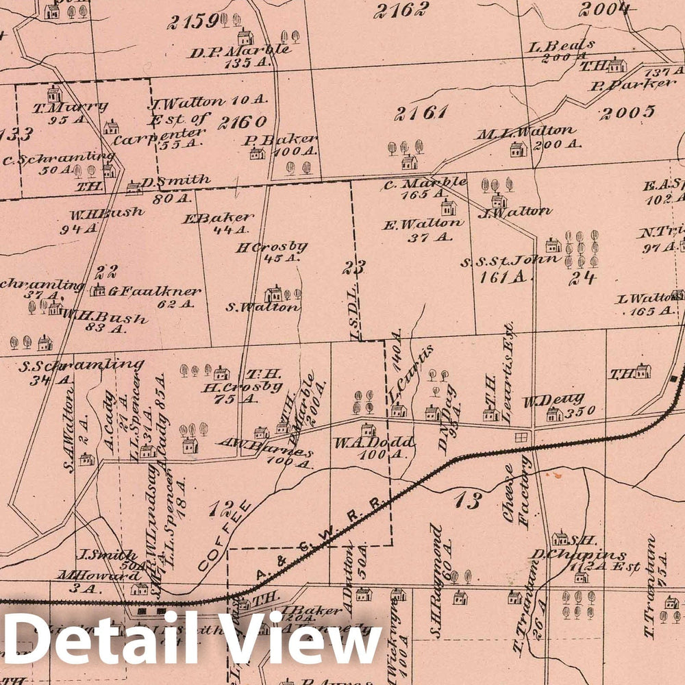 Historic Map : 1878 Columbus, Warren County, Pennsylvania. - Vintage Wall Art