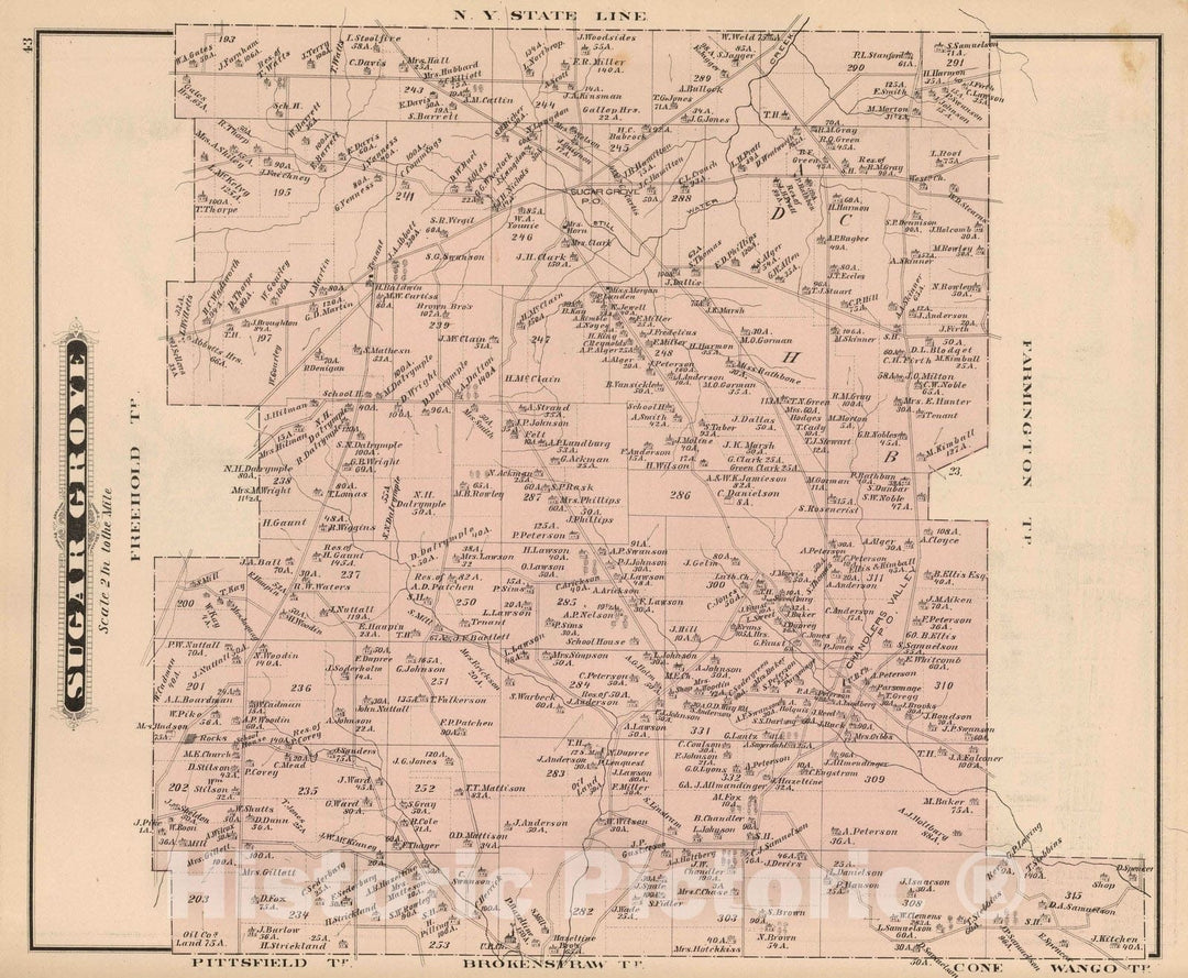 Historic Map : 1878 Sugar Grove, Warren County, Pennsylvania. - Vintage Wall Art