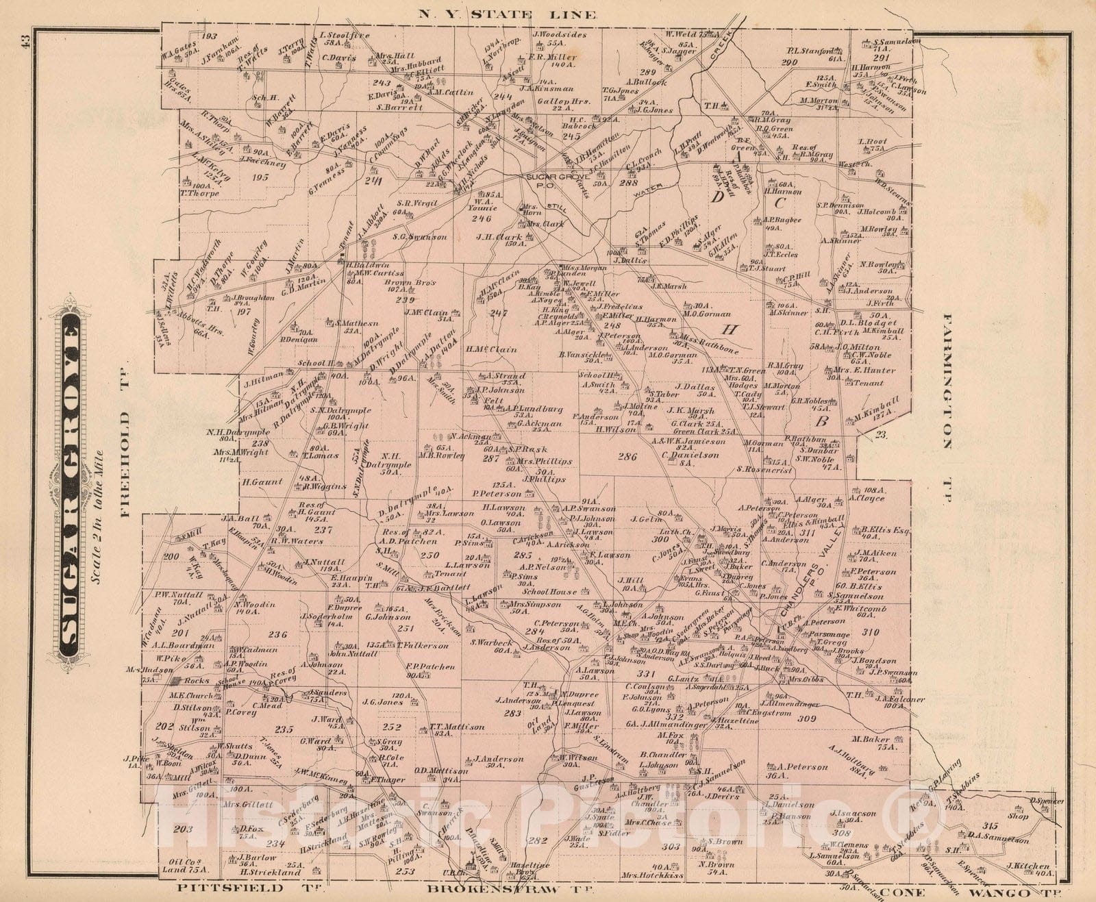 Historic Map : 1878 Sugar Grove, Warren County, Pennsylvania. - Vintage Wall Art