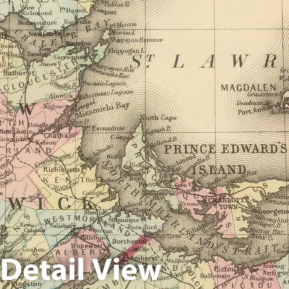 Historic Map : 1884 Nova Scotia, New Brunswick, Pr. Edward's Id. - Vintage Wall Art