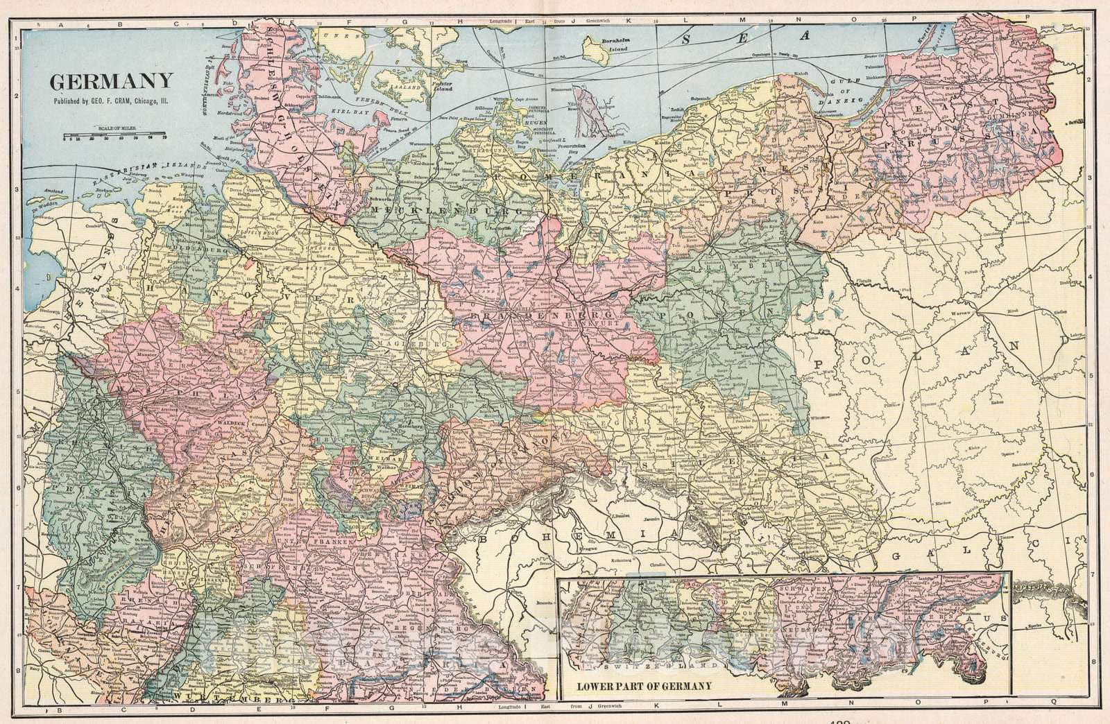 Historic Map : 1901 Germany - Vintage Wall Art