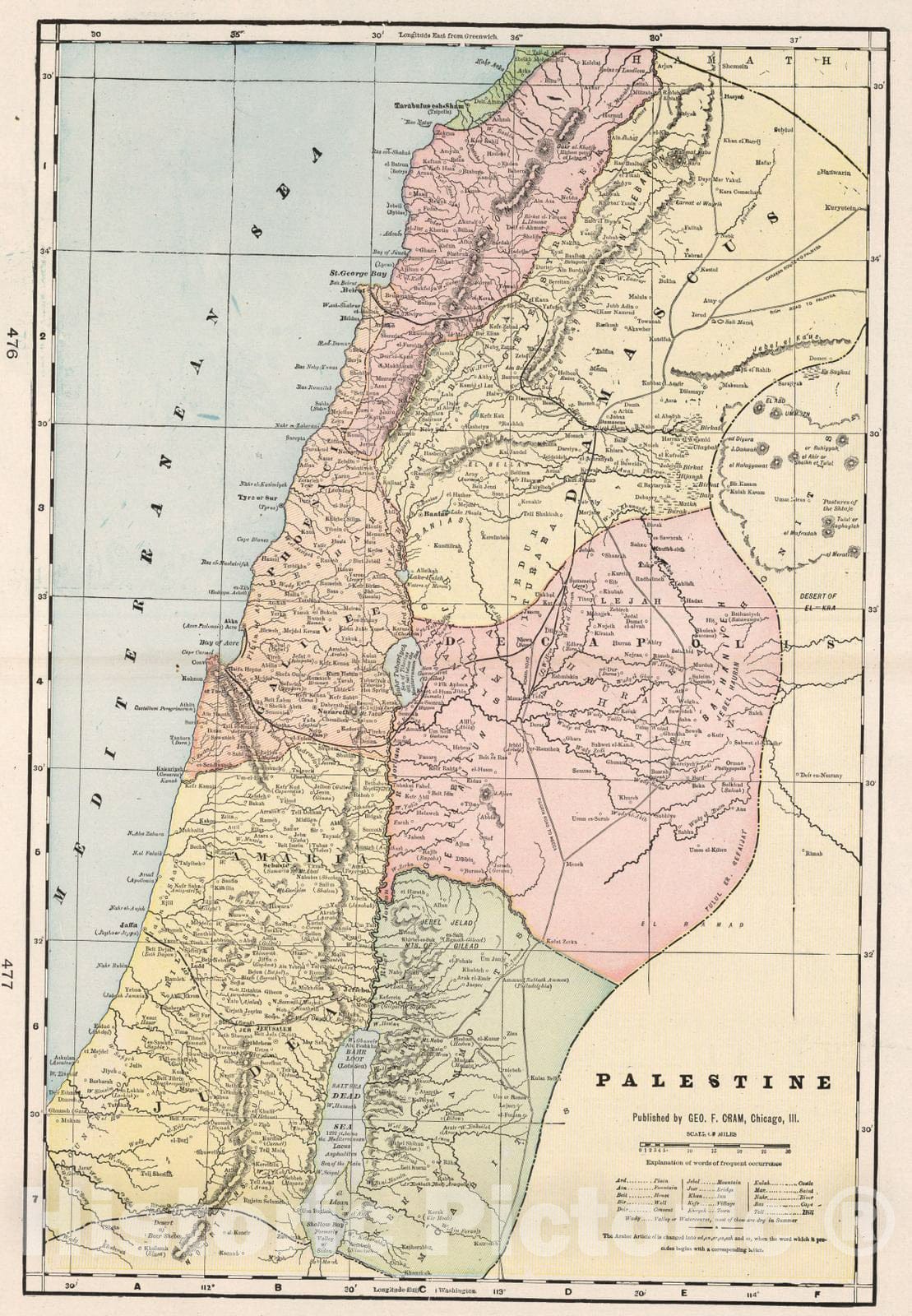 Historic Map : 1901 Palestine - Vintage Wall Art