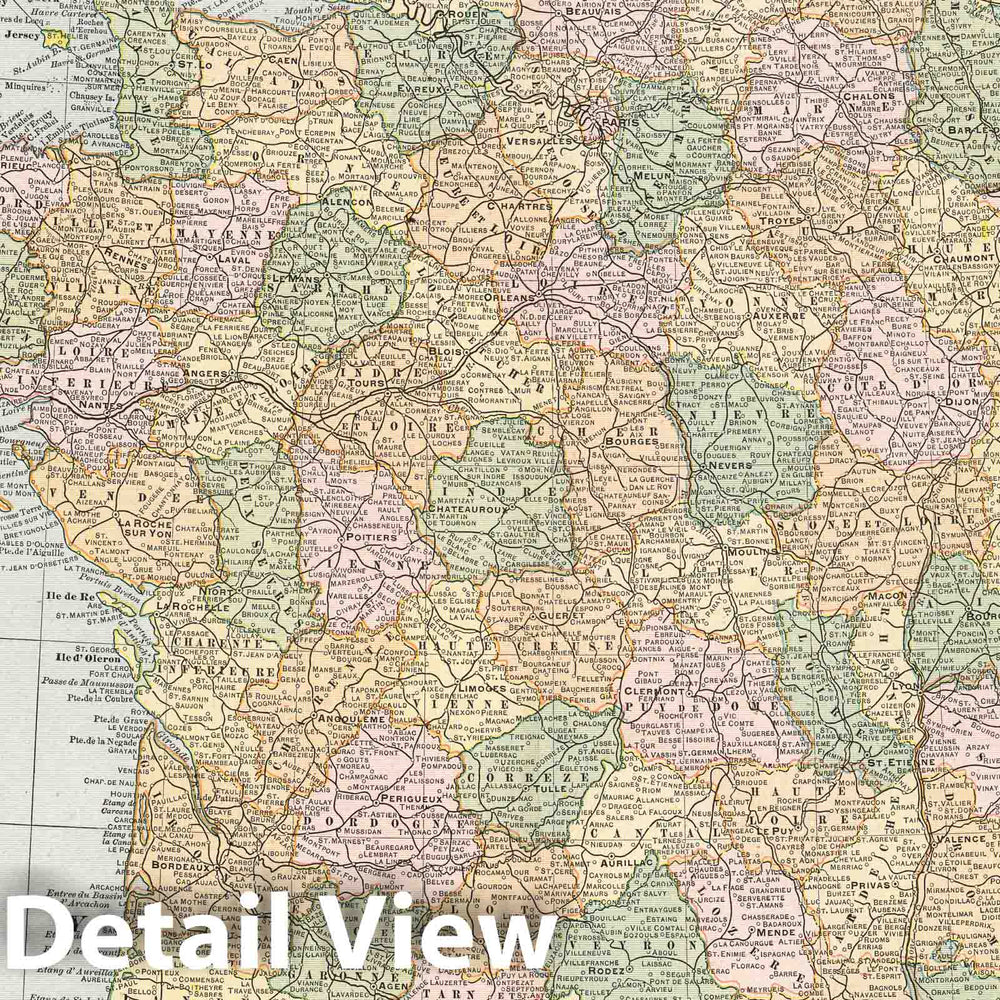 Historic Map : 1901 France and Monaco - Vintage Wall Art
