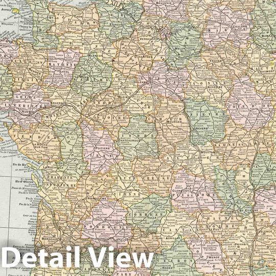 Historic Map : 1901 France and Monaco - Vintage Wall Art