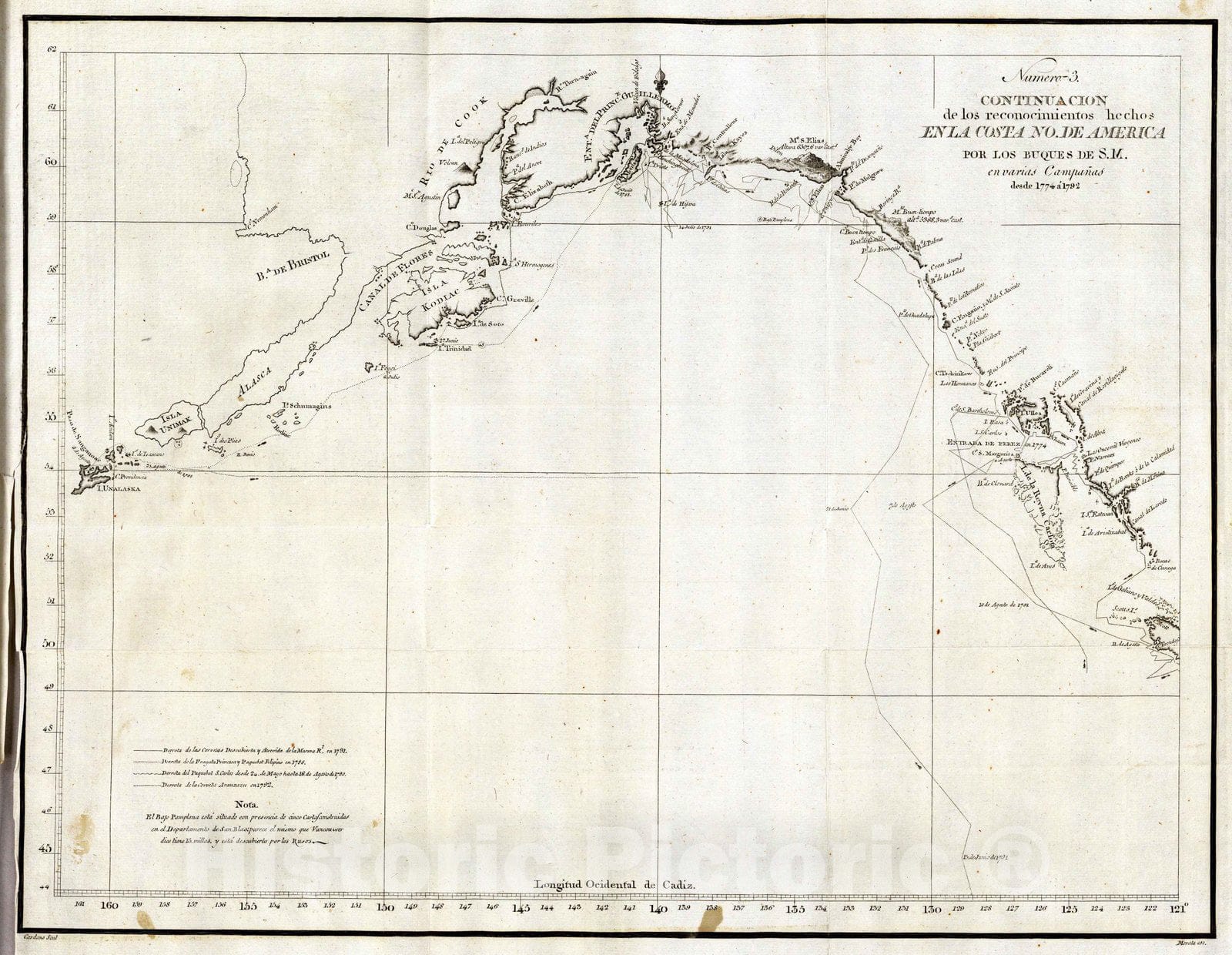 Historic Map : Alaska, 1802 Continuacion de los reconocimientos hechos En La Costa No. De America. , Vintage Wall Art