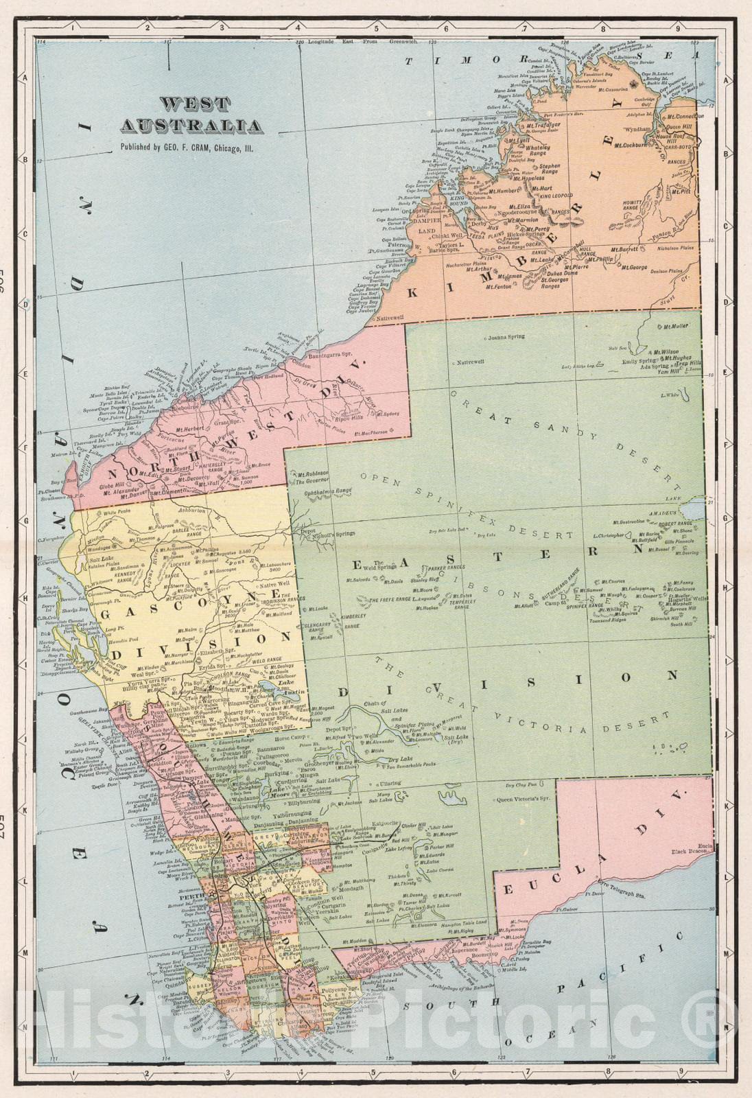 Historic Map : 1901 West Australia - Vintage Wall Art