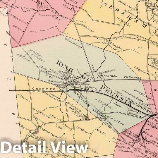 Historic Map : 1871 Upper Merion, Montgomery County, Pennsylvania. - Vintage Wall Art
