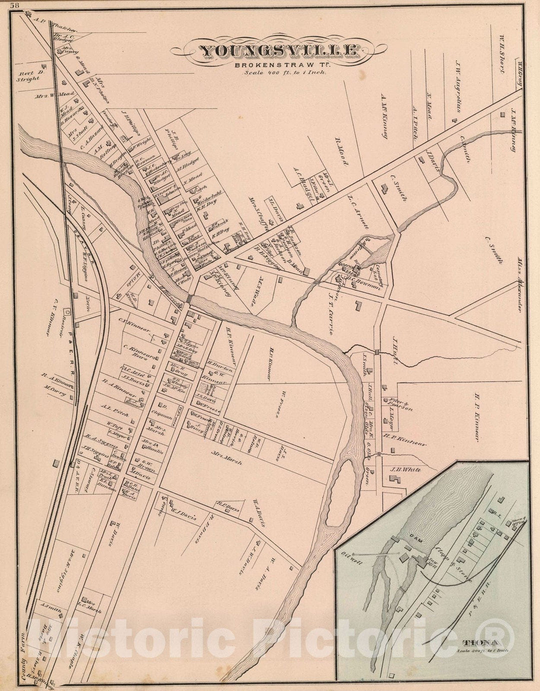 Historic Map : 1878 Youngsville, Warren County, Pennsylvania. Tiona. - Vintage Wall Art