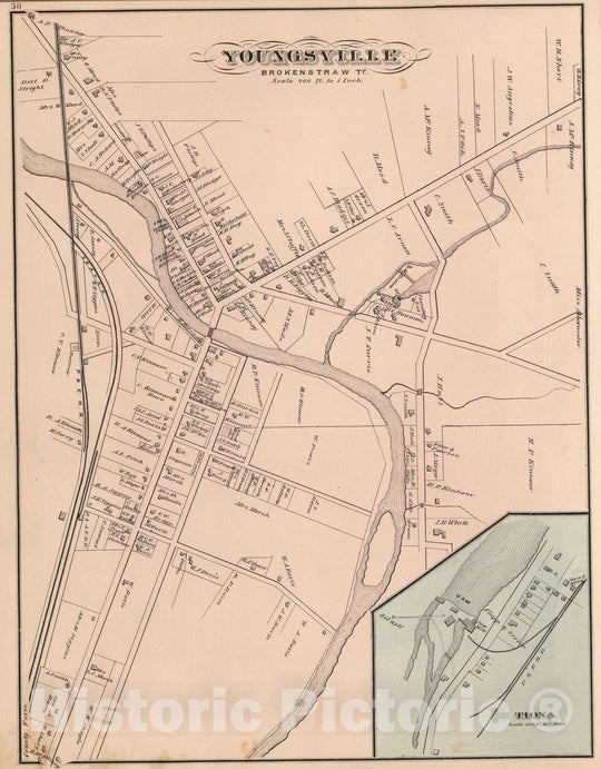 Historic Map : 1878 Youngsville, Warren County, Pennsylvania. Tiona. - Vintage Wall Art