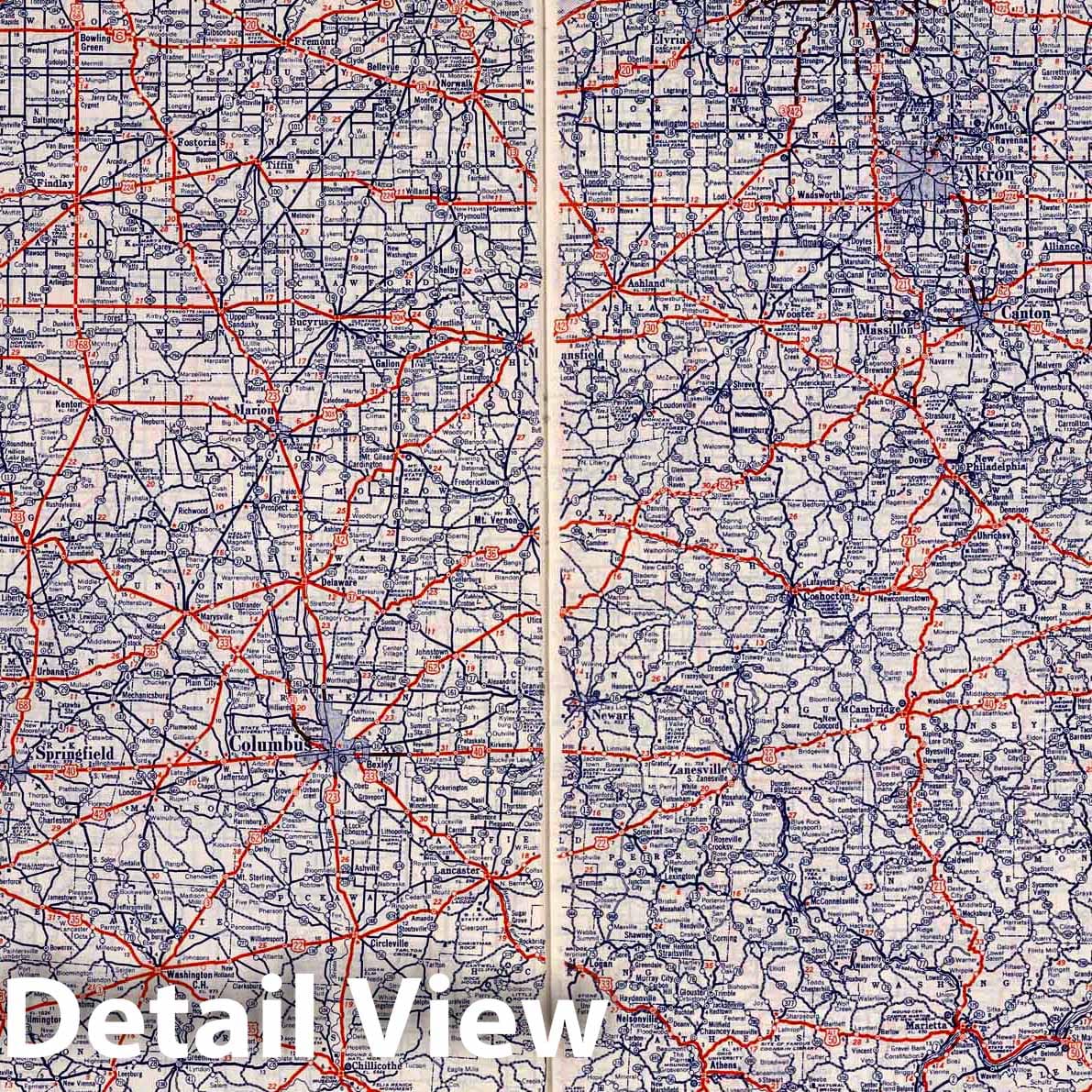 Historic Map : National Atlas - 1939 Rand McNally Road map: Ohio - Vintage Wall Art