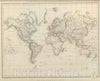 Historic Map - World Atlas - 1847 World in Mercador's Projection. - Vintage Wall Art