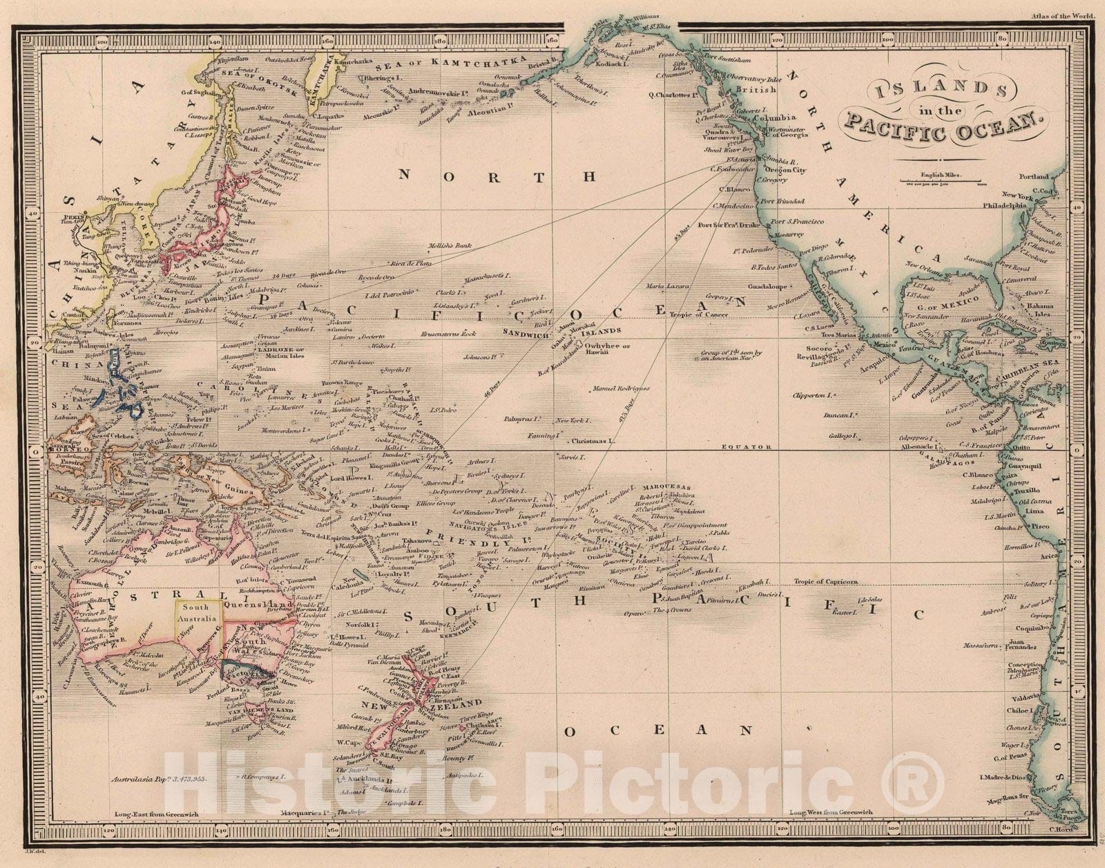 Historic Map : 1864 Islands in the Pacific Ocean - Vintage Wall Art