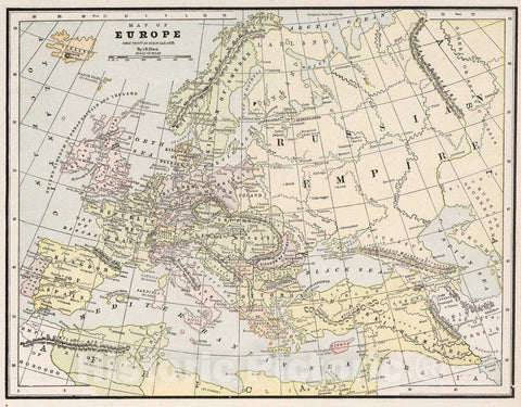 Historic Wall Map : Map of Europe since Treaty of Berlin, A.D. 1878 - Vintage Wall Art