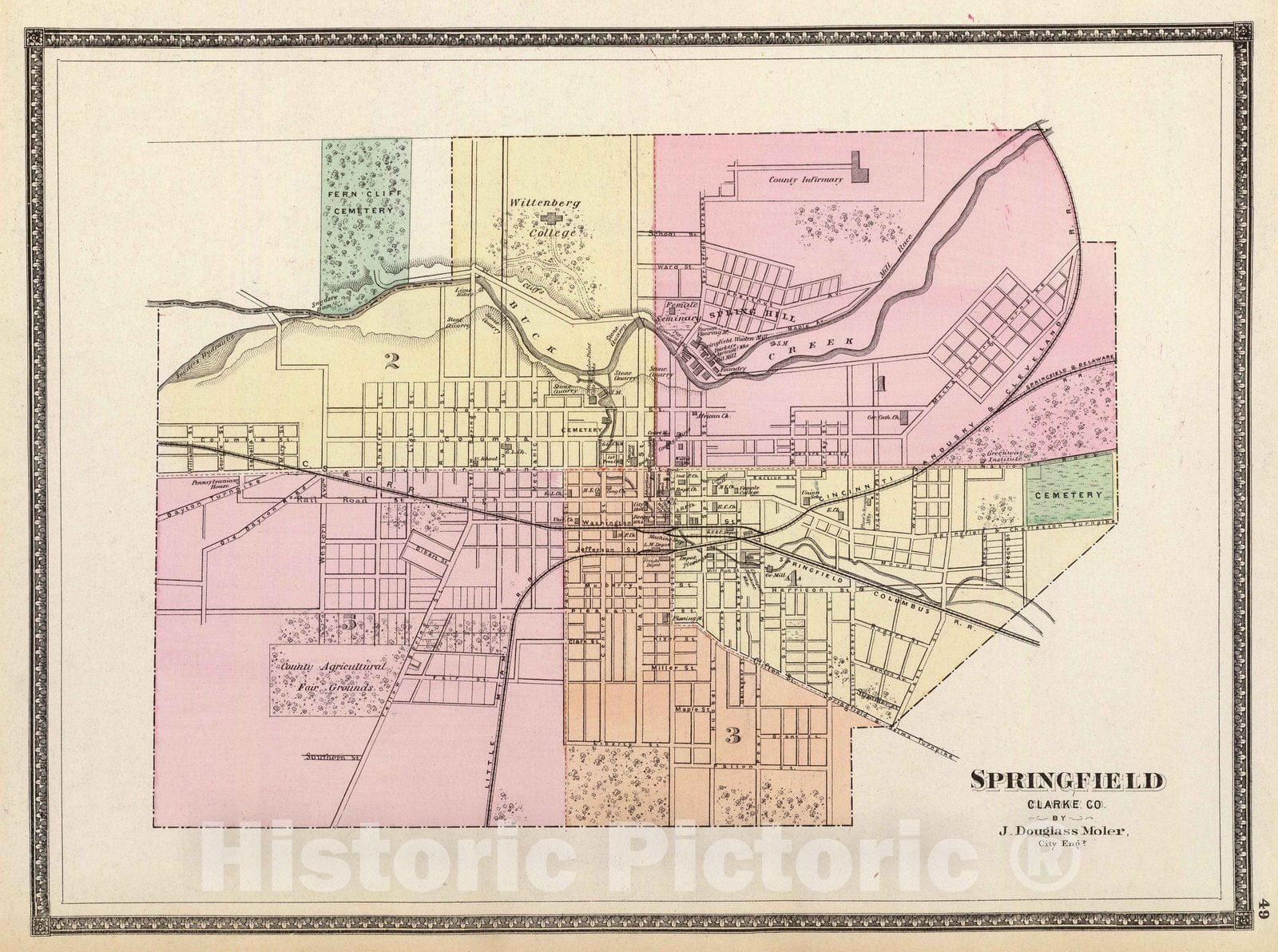 Historic Map : 1872 Springfield, Clarke Co. - Vintage Wall Art