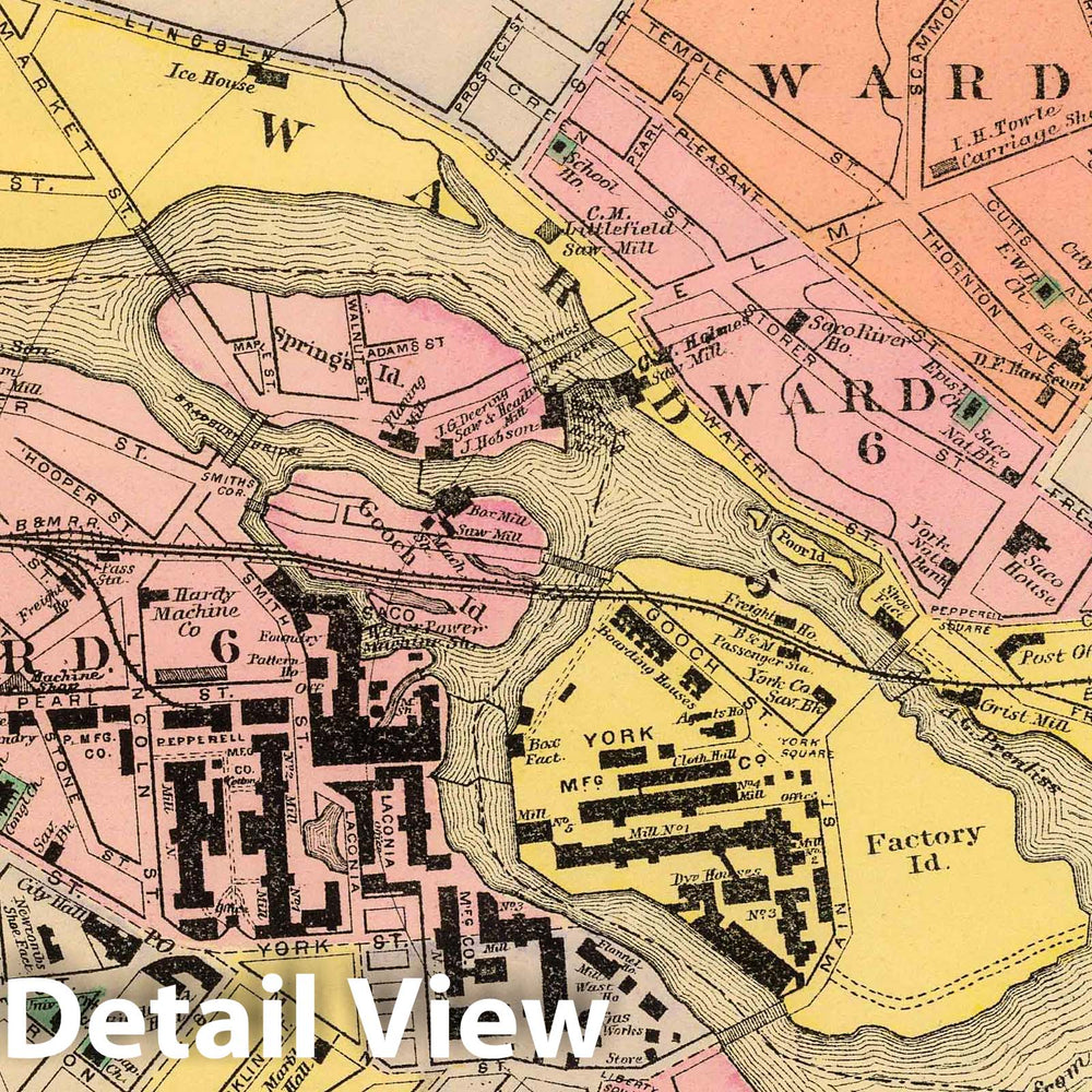 Historic Map : 1894 Saco, Biddeford. - Vintage Wall Art