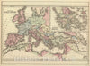 Historic Map : Mediterranean 1884 Roman Empire. , Vintage Wall Art