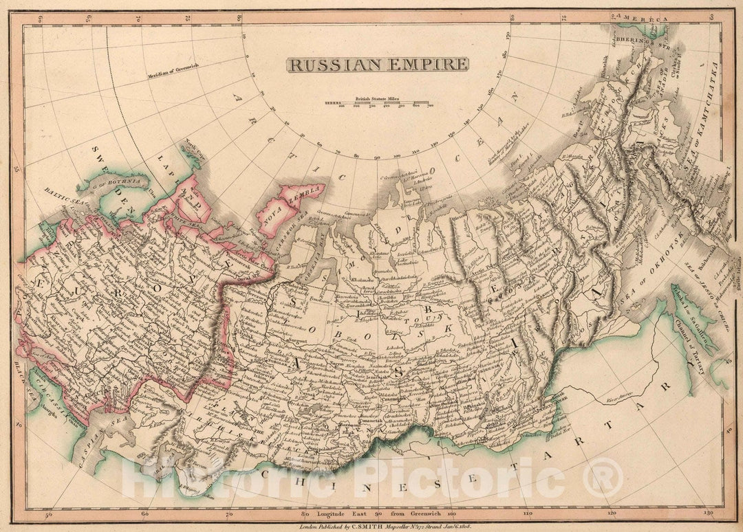 Historic Map : 1808 Russian Empire. - Vintage Wall Art