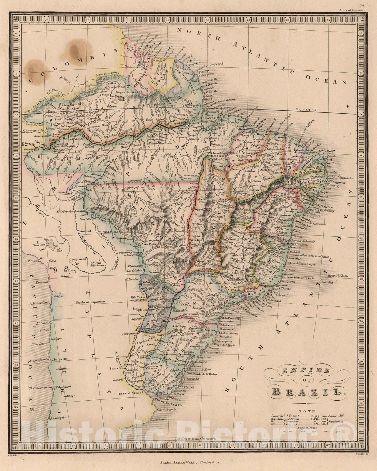 Historic Map : 1864 Empire of Brazil - Vintage Wall Art