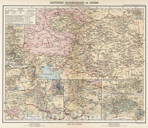 Historic Map : Austria, 1897 Nr. 6. Deutsche Kolonisation im Osten. I. Donau-Lander. (German colonization in the Danube east.) , Vintage Wall Art