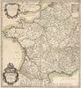 Historic Wall Map : France, 1695 Composite Map: Carte Particulaire de Postes de France. , Vintage Wall Art