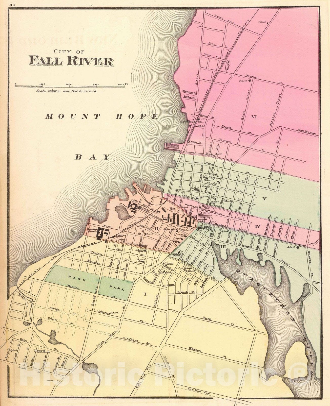 Historic Map : 1871 Fall River. - Vintage Wall Art