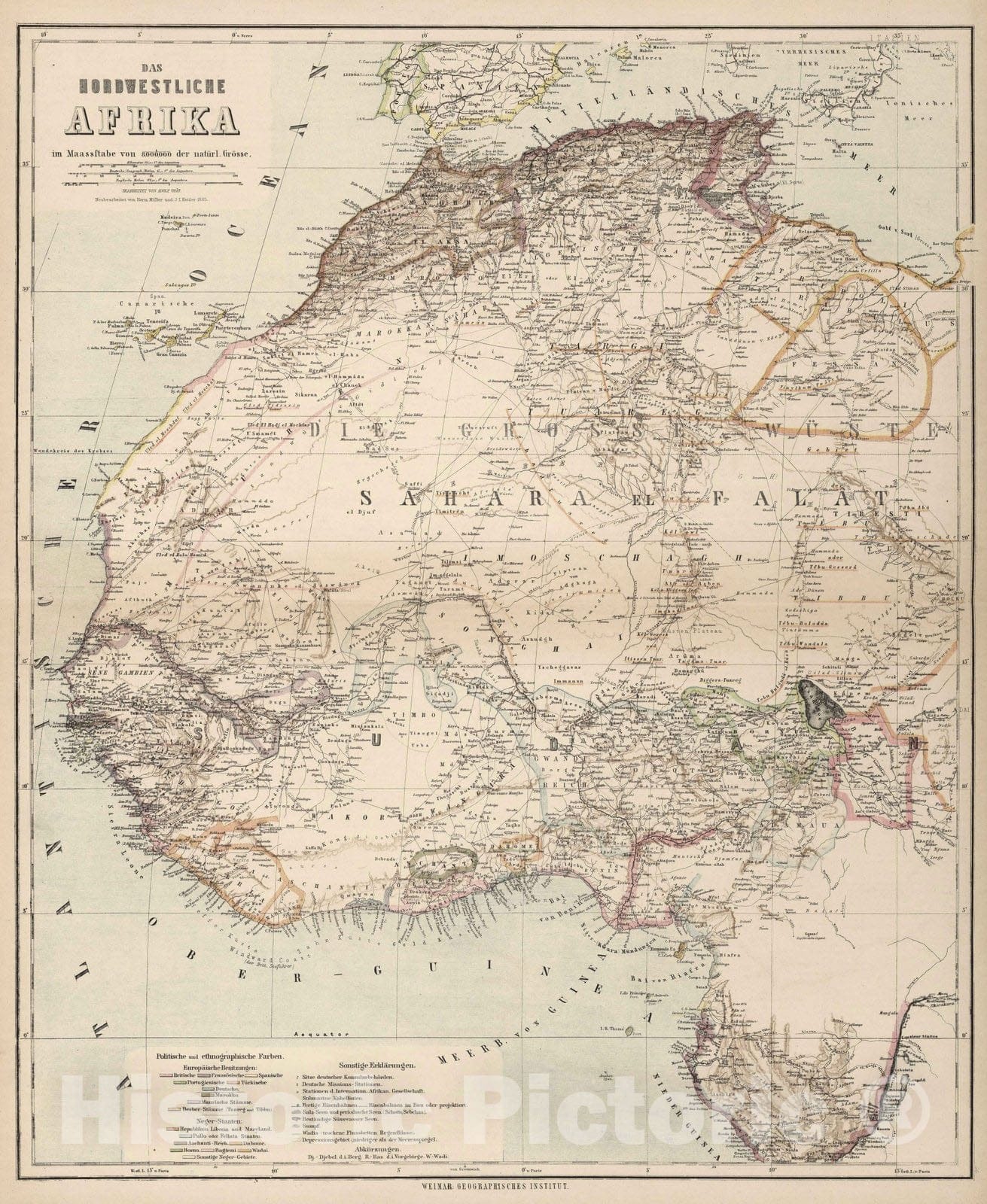 Historic Map : 1886 Northwest Africa. - Vintage Wall Art