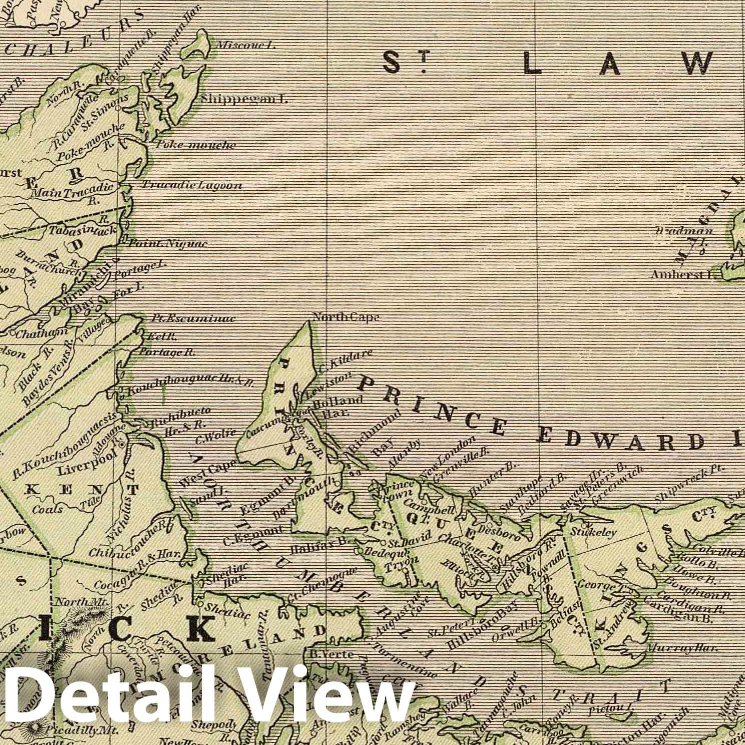 Historic Map : National Atlas - 1845 Nova-Scotia, N.B. &c. - Vintage Wall Art