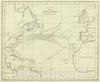 Historic Map : 1824 Chart of the Atlantic Ocean. - Vintage Wall Art
