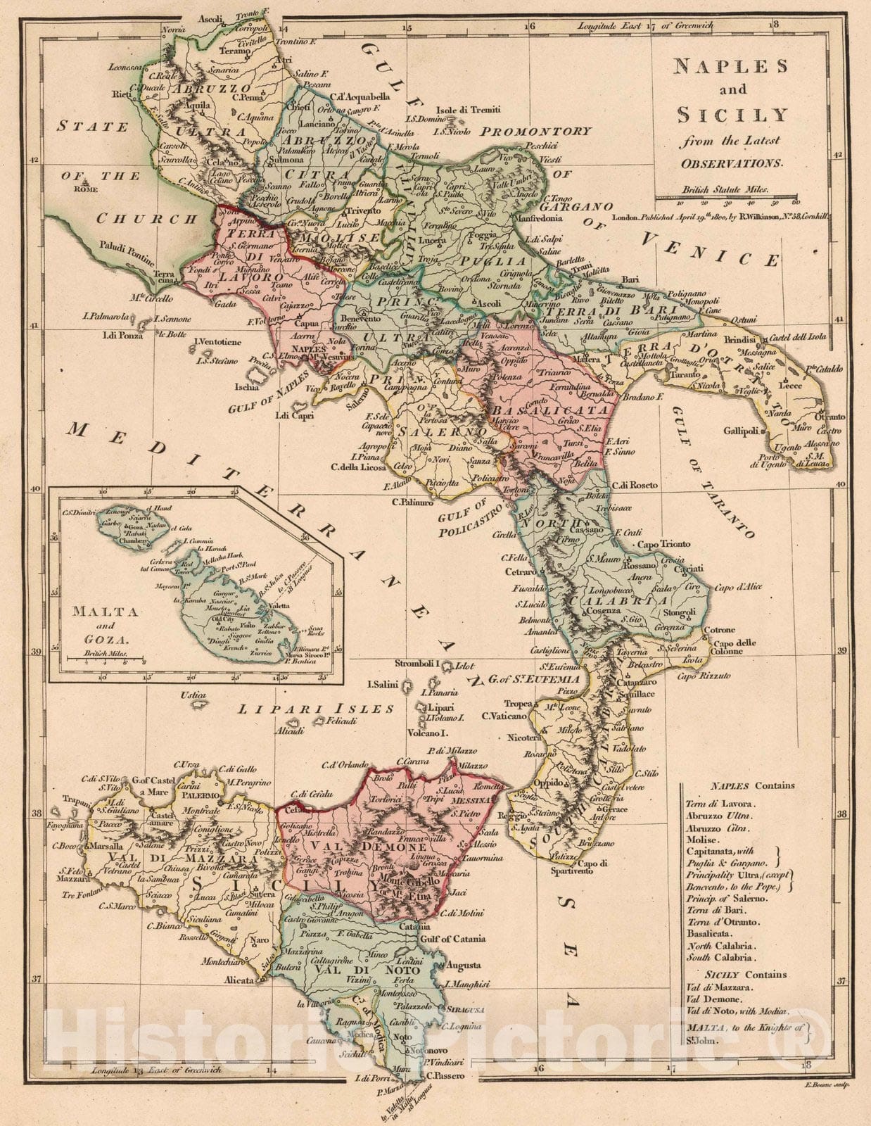 Historic Map : 1800 Naples and Sicily. v2 - Vintage Wall Art